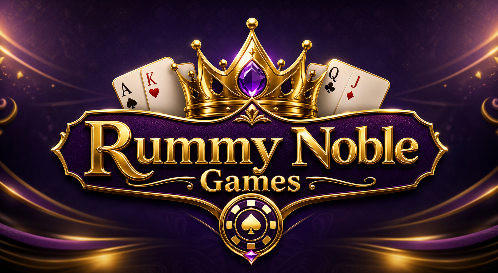 Rummy Noble Games gold and purple logo